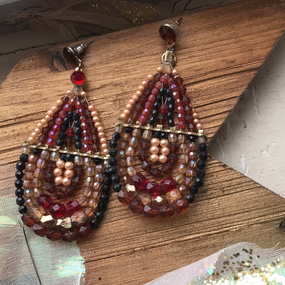 Hand beaded drop earrings